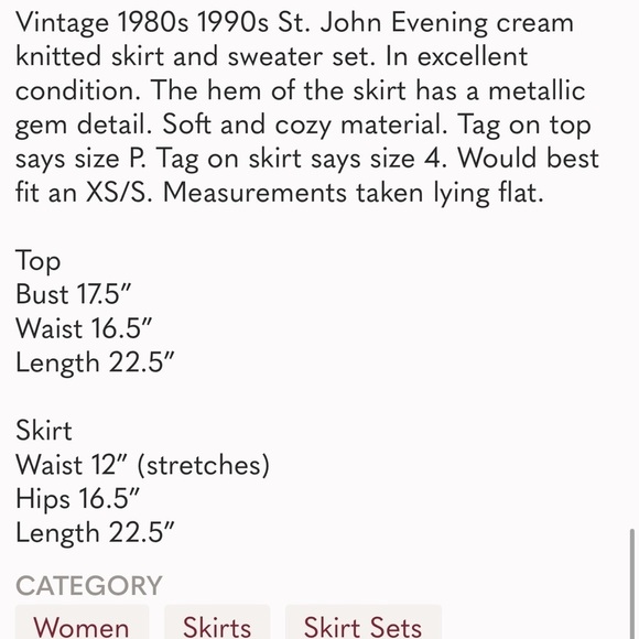 VINTAGE St. John Evening by Marie Gray skirt SET sz XS/S ecru sequins EUC VTG - Picture 5 of 16